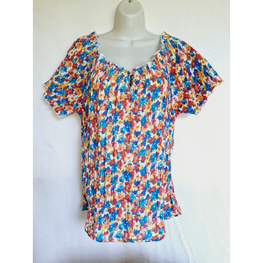 Kim Rogers Floral sz M bloomcore crinkle Cottagecore teacher secretary blouse